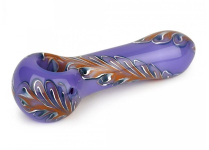 West Coast Gifts - Red Eye Glass 4.5 Paisley Hand Pipe - Purple & Orange