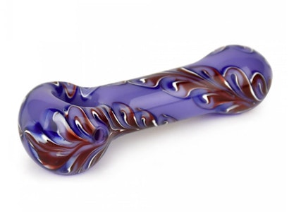 West Coast Gifts - Red Eye Glass 4.5 Paisley Hand Pipe - Purple W/ Red Accents