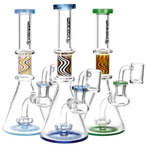 Humble & Fume - Pulsar 8" Hint of Wig Wag Banger Hanger Beaker w/ Fixed Down-stem & Banger | Assorted Colours