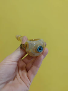 Valdes Glass  - Yellow Eyeball Hand Pipe