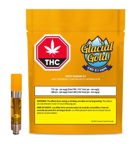 Glacial Gold - Fuzzy Mango 510 Vape Cartridge - Glacial Gold - CBD 3:1 (1g) Main Image