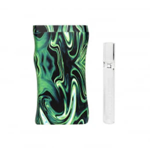 Red Eye Glass  - GREEN SWIRL DUGOUT