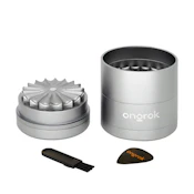 Ongrok | EZ Open Flower Tooth 5 Piece Grinder with Storage Compartment | -Gun Metal