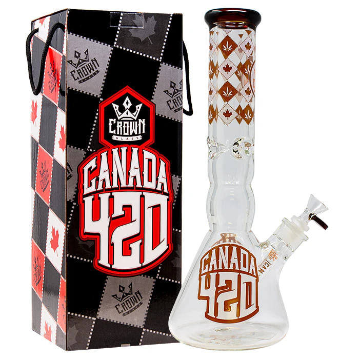 MAPLE CRAFT - Crown Glass 14 Inches Amber Canada 420 Bong Main Image