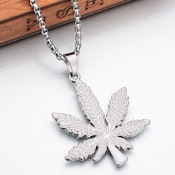 Silver Weed Leaf Necklace