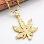Gold Weed Leaf Necklace