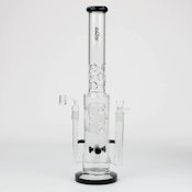 19" H2O 2-in-1 Double Joint glass water bong - 19" H2O 2-in-1 Double Joint glass water bong Clear/Black