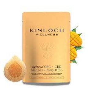 Kinloch Wellness - Refresh CBG + CBD Mango Gummy Drop 15 Pack Soft Chews