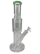 12" Straight Tube Glass Bong Tire Percolator with Inline Ash Catcher | Mint Green