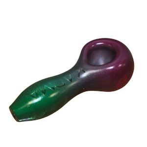 Karma Glass - 4" Karma Glass Pipe Metallic Purps & Greens Leaves