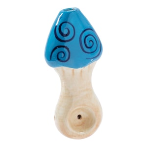 MBC - Ceramic Pipe Wacky Bowlz Blue Swirl Mushroom 4"