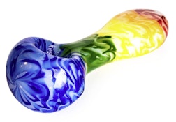 4.5" Frosted Rainbow Spoon Hand Pipe - Rainbow