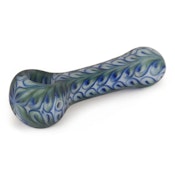 4.5" FROSTED PAISLEY HAND PIPE WHITE + BLUE