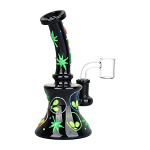 Humble & Fume - 420 Alien Glow In The Dark Glass Dab Rig - 6.5" / 14mm F