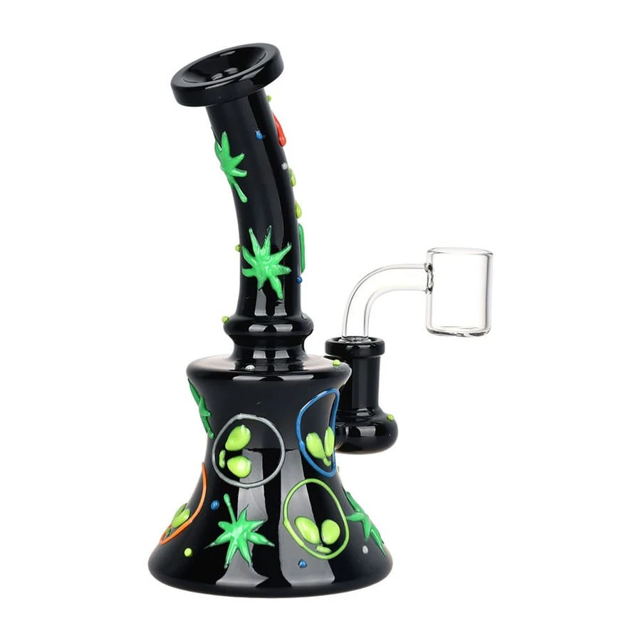 HUMBLE + FUME - 420 Alien Glow In The Dark Glass Dab Rig - 6.5" / 14mm F Main Image