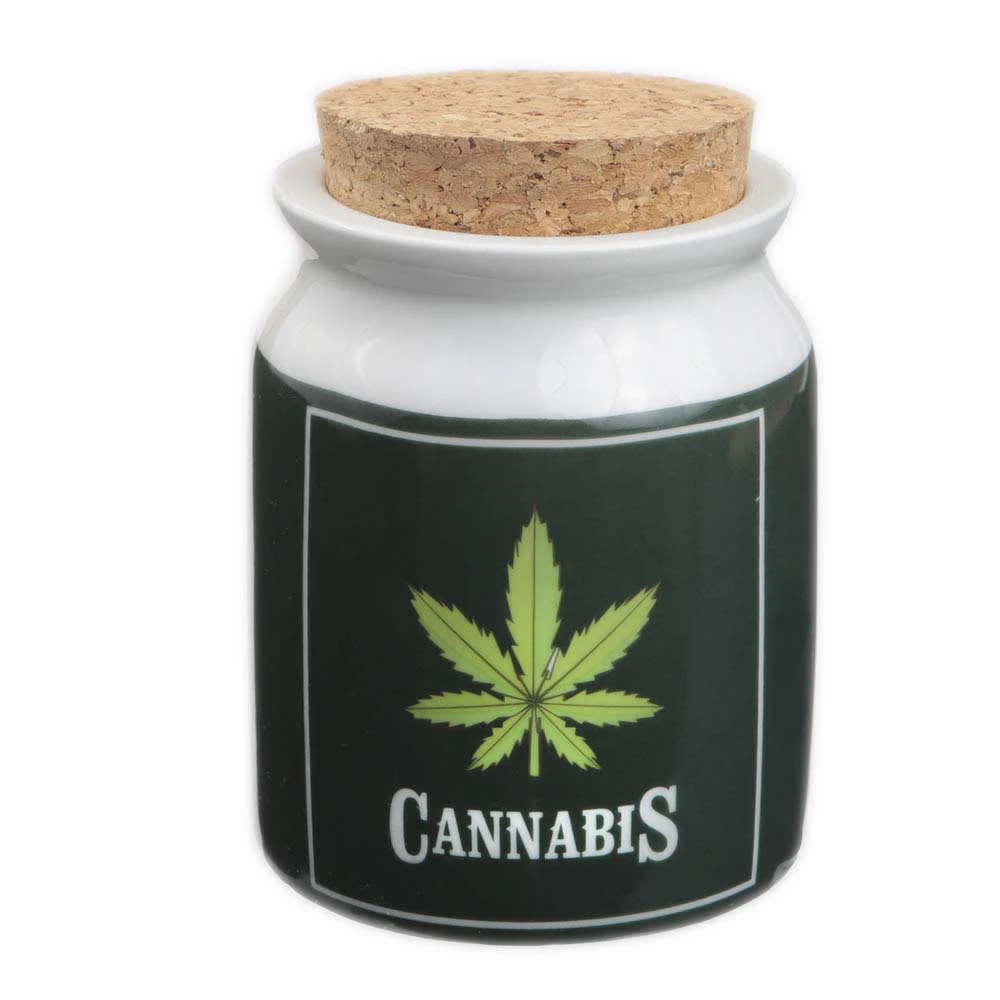 MAQ DISTRIBUTORS - Ceramic Cannabis Cork Stash Jar Large Main Image