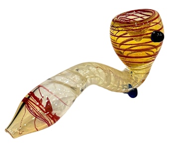 NoName - 4" Sherlock Glass Pipe | Red Spiral