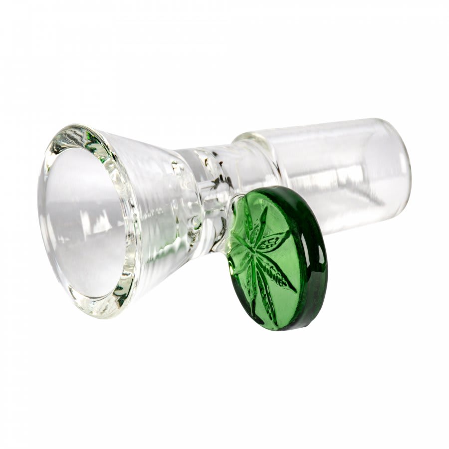 Green RED EYE GLASS 19mm Leaf Stamped Handle Cone Pull-Out