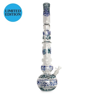 WEST COAST GIFTS - 23" 7mm Thick Train Wreck Bubble Base Water Pipe - Teal & Blue