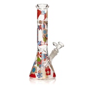12" POWER TO THE FLOWER BEAKER BASE BONG - CLEAR