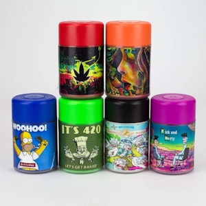 One Wholesale - LED Plastic Stash Jars with cartoon Designs