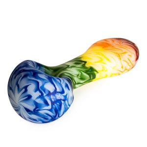 West Coast Gifts - 4.5" Red Eye Rainbow Frosted Spoon Hand Pipe w/ flat mouthpiece