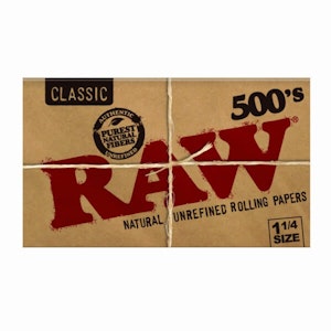 RAW - Raw 500's Natural Unrefined Classic 1 1/4 Size Rolling Paper - 500 Sheets, 1 pack