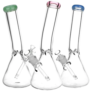 Humble & Fume - Classic Bent Neck Beaker Glass Water Pipe - Large Bong - Colours Vary