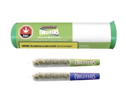 RIZZLERS - Twisters - Grape Galaxy & Sour Slapple 2 x 0.5g Infused Pre-Rolls