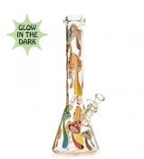 15" Glow-in-the-Dark Mushroom Magic Beaker Base Water Pipe - CLEAR