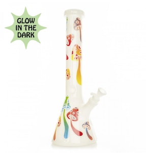 West Coast Gifts - 15" Glow-in-the-Dark Mushroom Magic Beaker Base Water Pipe - WHITE