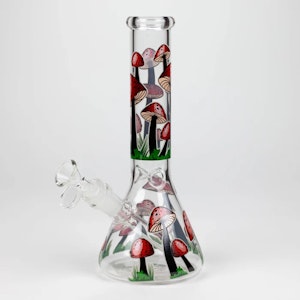 777 Smoke - 10" Glow in the dark Glass Bong With Mushroom Design Design1
