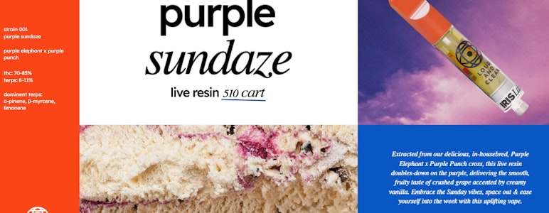 IRIS Labs - Purple Sundaze Live Resin 1g Prefilled Vape Cartridge