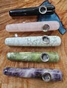 Semi Precious Stone  4" Mini Pipe - Assorted Colours- Metal Basket