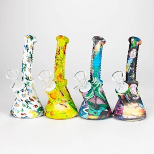  - 6.5" Angled Hydrographic Silicone Waterpipe