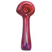 4.5" Red Eye Glass Spoon Pipe w/ 5 Hole Screen - Amber