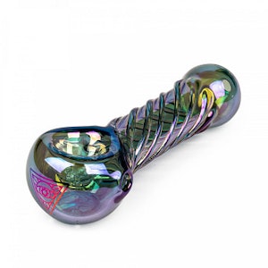 Red Eye Tek - 4" Red Eye Tek Metallic Terminator Finish Twister Glass Pipe - Green