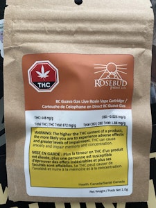 Rosebud Cannabis Farms - BC GUAVA GAS LIVE ROSIN 510 VAPE CART - 1
