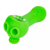 LIT SILICONE - GREEN SKULL HAND PIPE