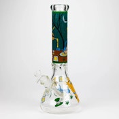14" SD Cartoon 9mm glass water bong - Design E