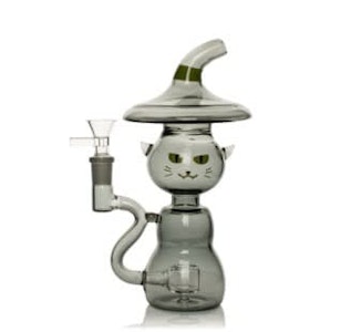 West Coast Gifts  - Red Eye Glass 8" Tall Smoke Black Cat Bubbler