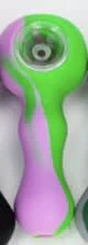 Onewholesale - 4" Silicone hand pipe - Green & Pink Main Image