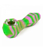 4.25" FACETED HAND PIPE - PURPLE & GREEN