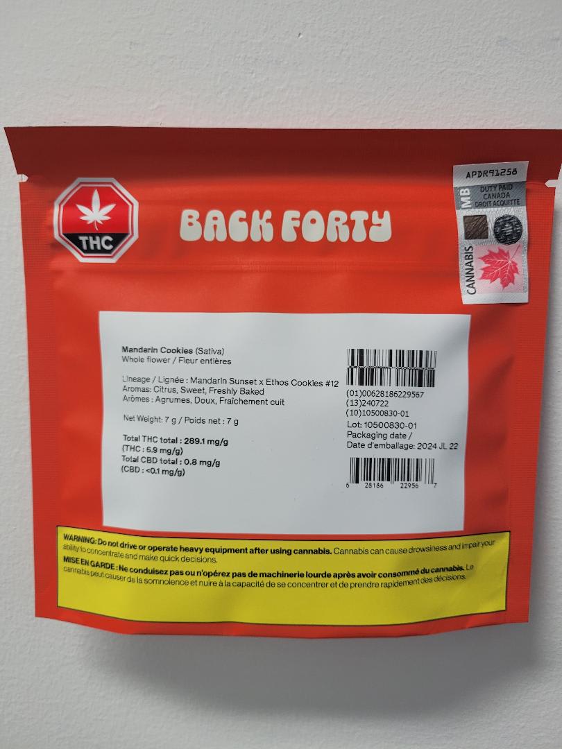 Back Forty Mandarin Cookies 7g Dried Flower