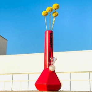 Maq Distributors - ACC-Ceramic Bong Aleaf Pyramid Base 10"-RED