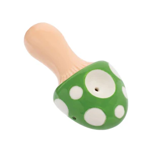 WACKY BOWLZ - 3.5" CERAMIC PIPE - MUSHROOM - GREEN