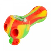 LIT Silicone Rasta Skull Pipe with Glass Bowl