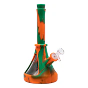 Orange/Green Beaker Silicone Bong - 10 Inches