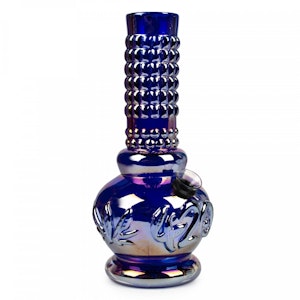 Retro Glass  - RETRO GLASS - 8" PLATINUM METALLIC BONG W/ EMBOSSED 420 & LEAF DESIGN