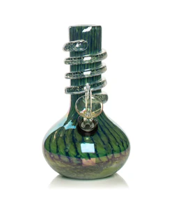 Retro Glass  - RETRO GLASS - 7" GLOW-IN-THE-DARK WIDE BUBBLE BASE WATER BONG - ASSORTED COLOURS